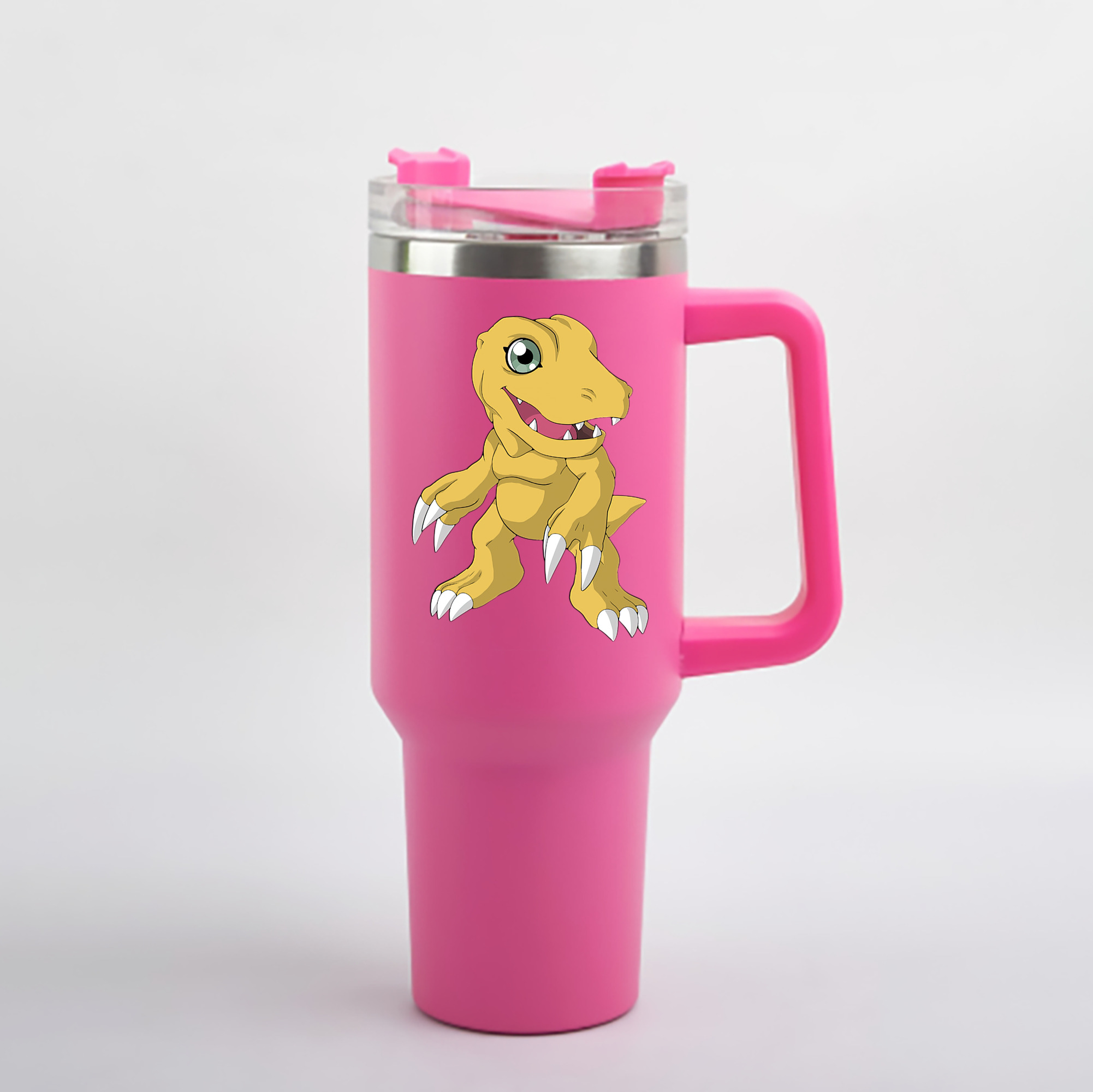 （画像用） Digimon デジタルモンスター/デジモン 1200mL車用タンブラー - クリスタルステッカー（プラスチックストロー付き）